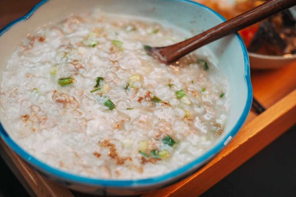 A bowl of plain rice porridge