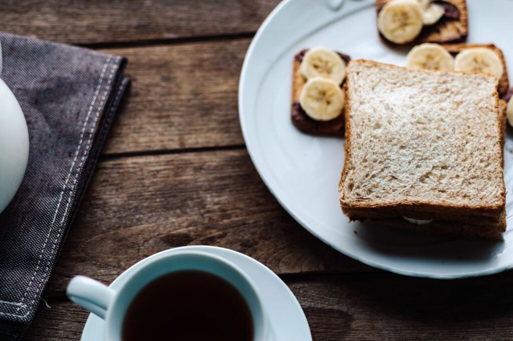 Plain toast and banana, easy food once you can eat again