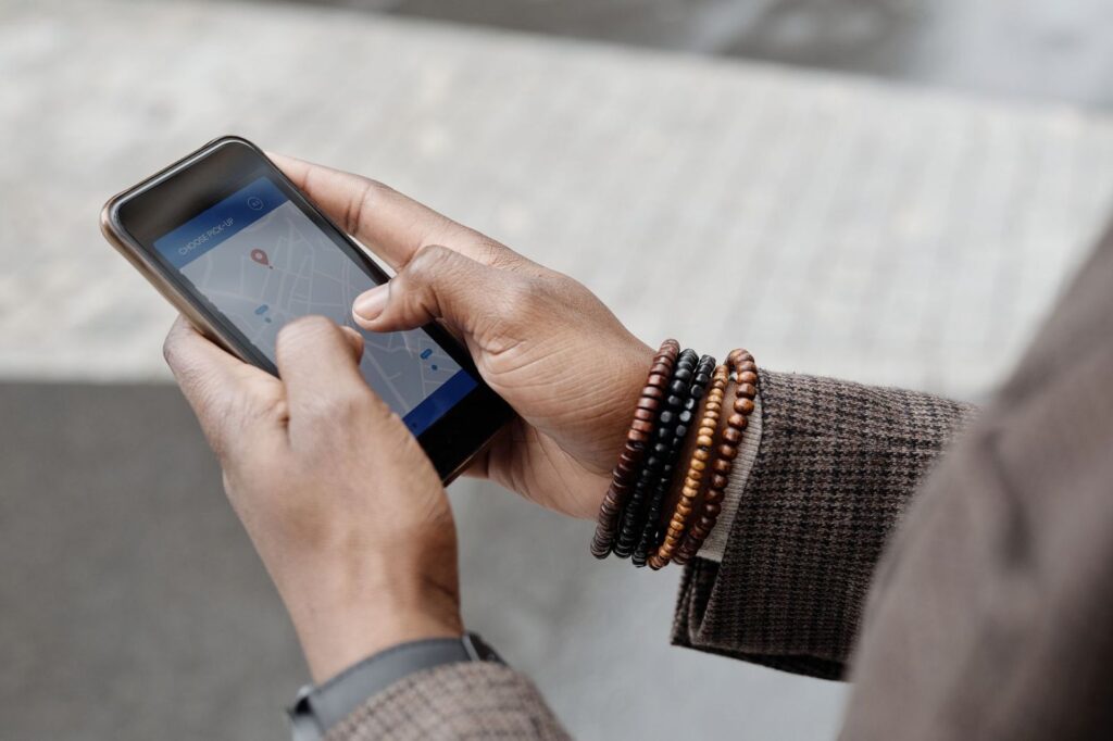 Someone sharing a location on a phone map