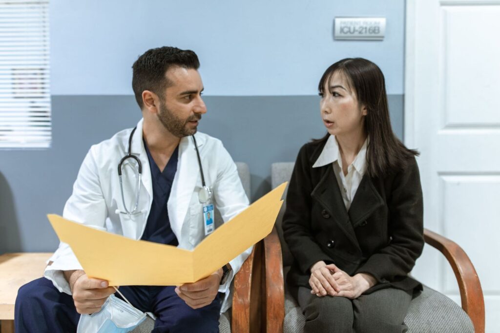 A doctor discussing results with a patient