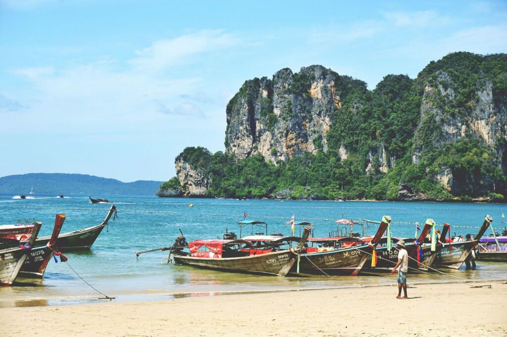 Longtail boats on Ao Nang Beach, Krabi