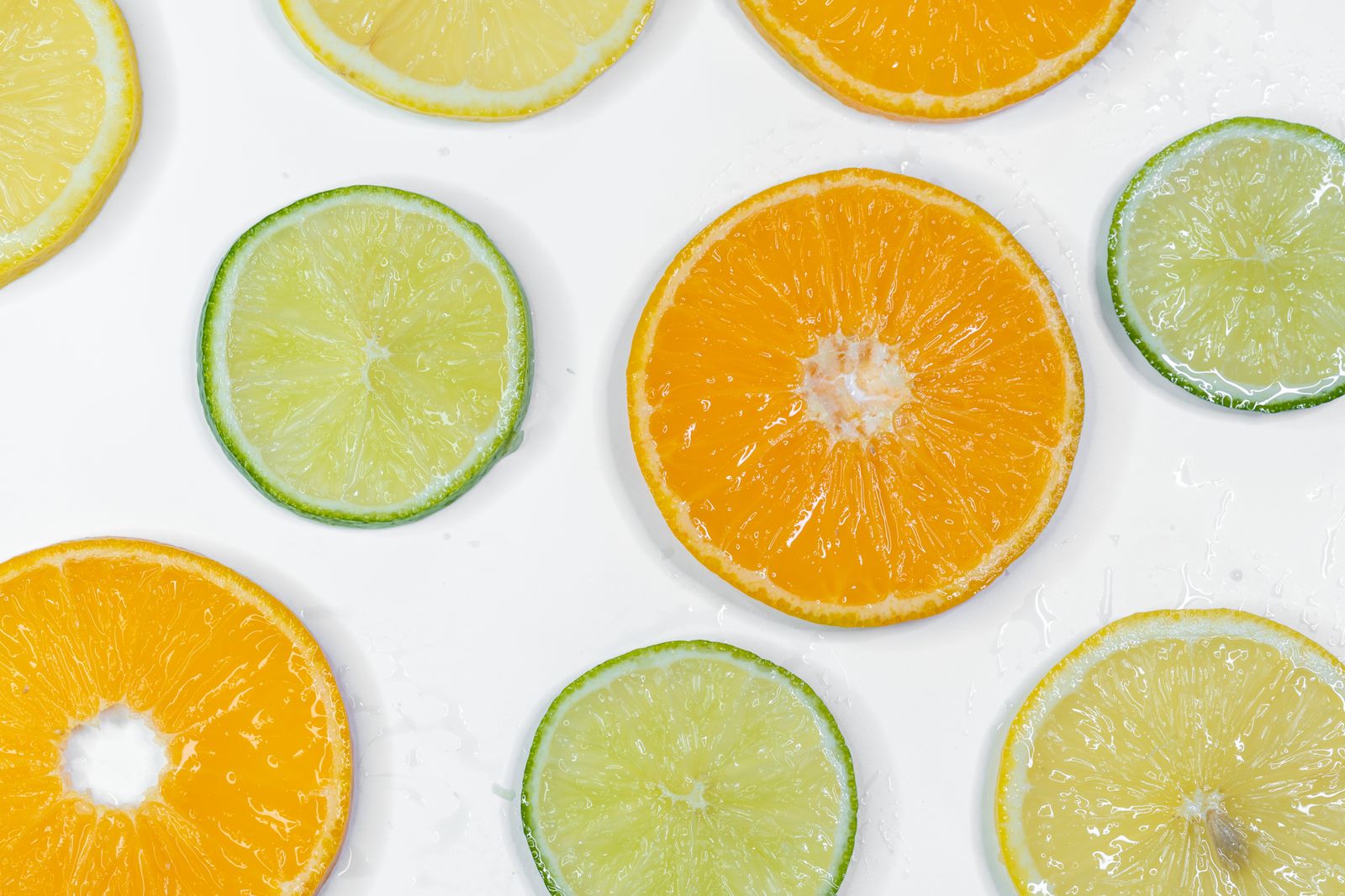 Slices of orange, lemon and lime
