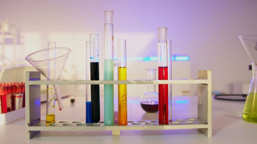 Test tubes in a laboratory rack