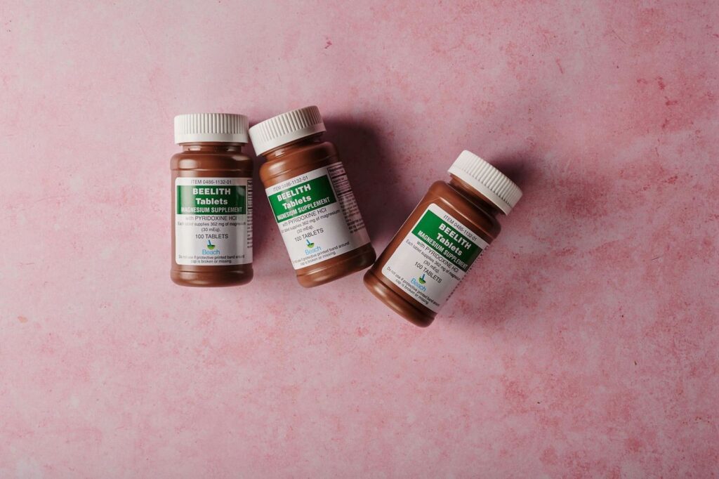 Bottles of mineral supplement tablets
